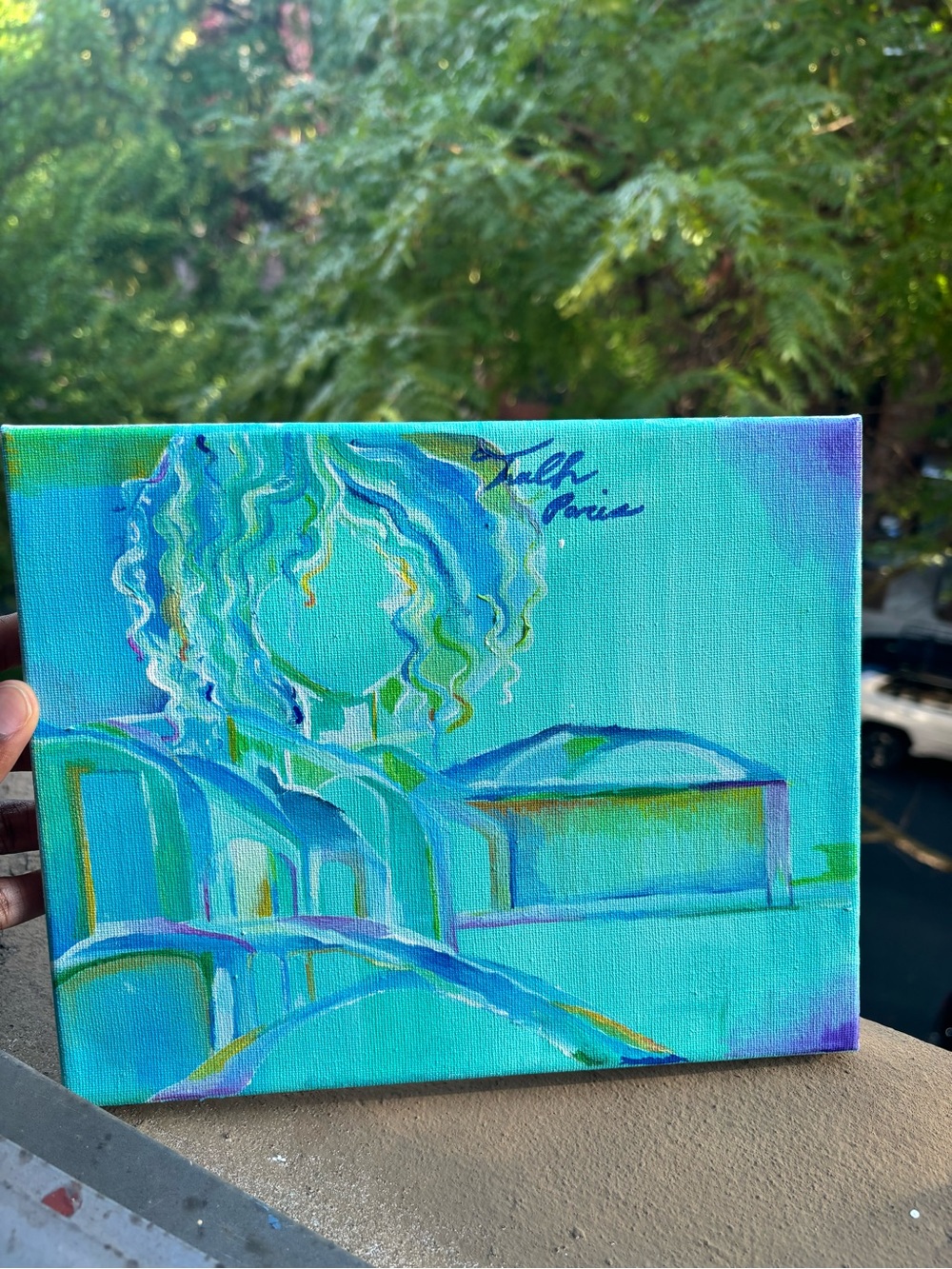 Original Turquoise Abstract Home Art Painting